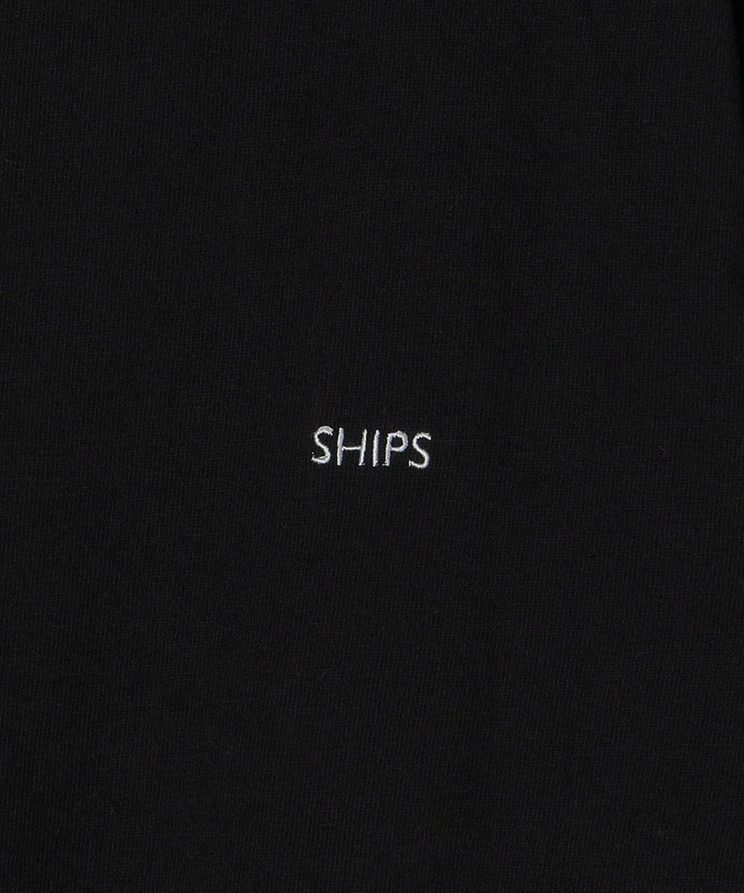 *SHIPS: ワンポイント マイクロ SHIPSロゴ ロングスリーブ Tシャツ (ロンT)